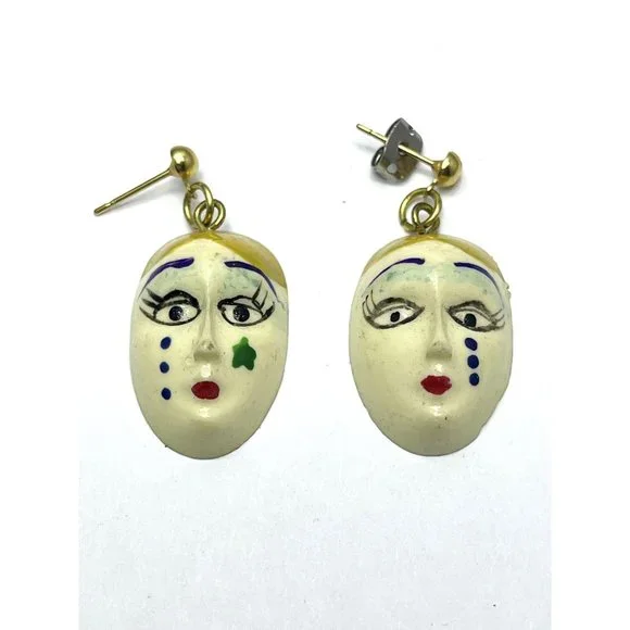 Vintage Art Deco Lady Dangle Earrings